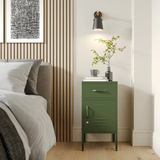 The Bromley Metal Storage Locker Bedside Table in Forest Green