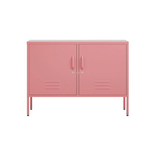 The oxford side table metal storage locker in flamingo pink 