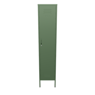 The Bexley, tall single door storage locker in forest green, against a white background.