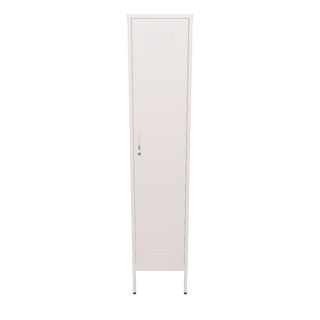 The Bexley, tall single door storage locker in light pink, against a white background.