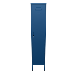The Bexley Tall single door storage locker in navy blue, against a white background.