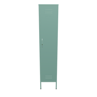 The Bexley Tall single door storage locker in sage green, against a white background.
