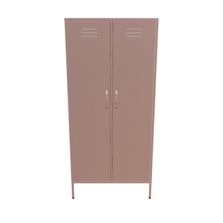 The Chelsea, a tall 2 door metal locker in light pink, against a white background.