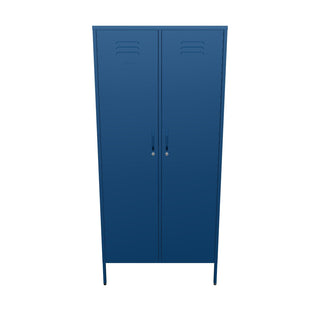 The Chelsea, a tall 2 door metal locker in navy blue, against a white background.