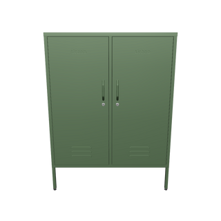 The Fulham 2 door metal storage locker in forest green with a white background