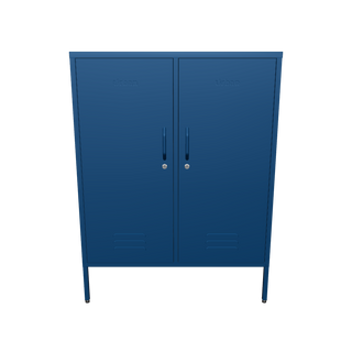 The Fulham 2 door metal storage locker in navy blue with a white background