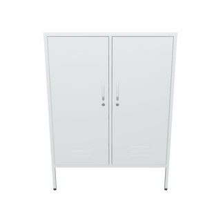The Fulham 2 door metal storage locker in sky blue with a white background