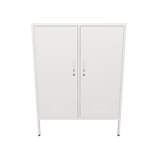 The Fulham 2 door metal storage locker in vanilla, with a white background