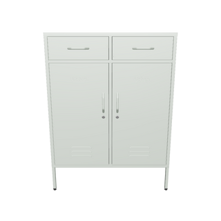 The Kensington 2 door metal locker with 2 drawers above, in sage green.