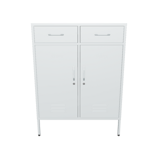 The Kensington 2 door metal locker with 2 drawers above in sky blue.