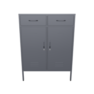 The Kensington 2 door metal locker with 2 drawers above in slate grey.