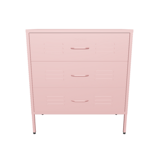 The Lambeth 3 drawer metal locker in flamingo