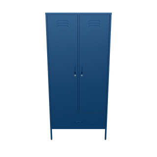 The Mayfair tall 2 door storage locker with a drawer at the bottom, in navy blue